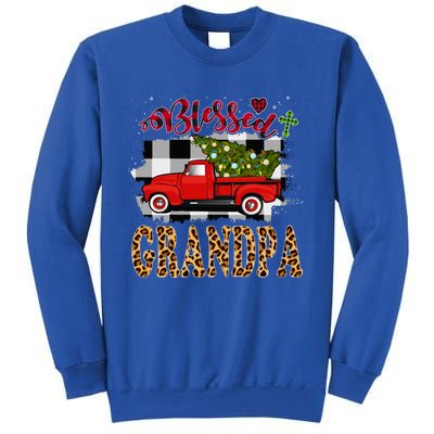 Blessed Grandpa Red Truck Plaid Xmas Tree Family Christmas Gift Sweatshirt