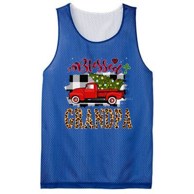 Blessed Grandpa Red Truck Plaid Xmas Tree Family Christmas Gift Mesh Reversible Basketball Jersey Tank