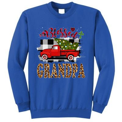 Blessed Grandpa Red Truck Plaid Xmas Tree Family Christmas Gift Tall Sweatshirt