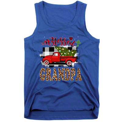 Blessed Grandpa Red Truck Plaid Xmas Tree Family Christmas Gift Tank Top