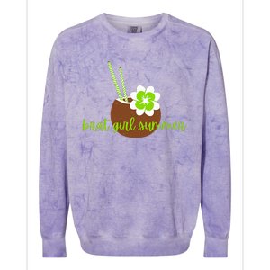 Brat Girl Summer Kamala Is Brat Lime Green Coconut Tree 24 Colorblast Crewneck Sweatshirt