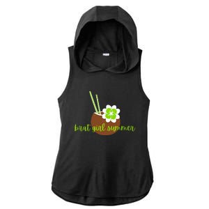 Brat Girl Summer Kamala Is Brat Lime Green Coconut Tree 24 Ladies PosiCharge Tri-Blend Wicking Draft Hoodie Tank