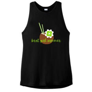 Brat Girl Summer Kamala Is Brat Lime Green Coconut Tree 24 Ladies PosiCharge Tri-Blend Wicking Tank