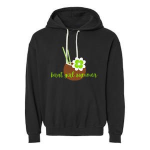 Brat Girl Summer Kamala Is Brat Lime Green Coconut Tree 24 Garment-Dyed Fleece Hoodie