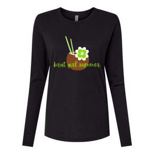 Brat Girl Summer Kamala Is Brat Lime Green Coconut Tree 24 Womens Cotton Relaxed Long Sleeve T-Shirt