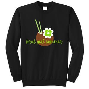 Brat Girl Summer Kamala Is Brat Lime Green Coconut Tree 24 Sweatshirt