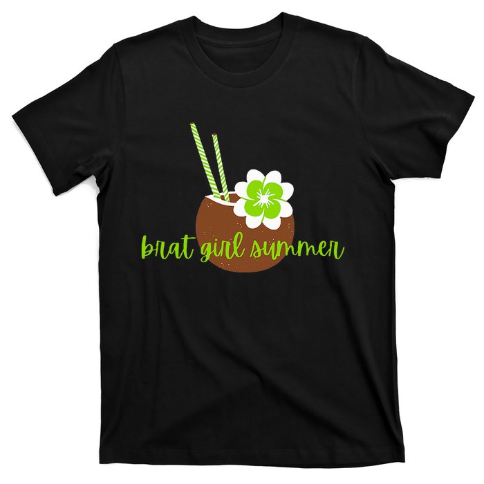 Brat Girl Summer Kamala Is Brat Lime Green Coconut Tree 24 T-Shirt