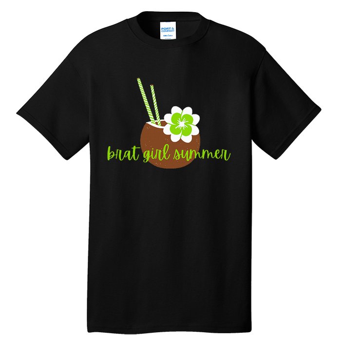 Brat Girl Summer Kamala Is Brat Lime Green Coconut Tree 24 Tall T-Shirt