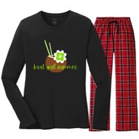 Brat Girl Summer Kamala Is Brat Lime Green Coconut Tree 24 Women's Long Sleeve Flannel Pajama Set 