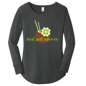 Brat Girl Summer Kamala Is Brat Lime Green Coconut Tree 24 Women's Perfect Tri Tunic Long Sleeve Shirt