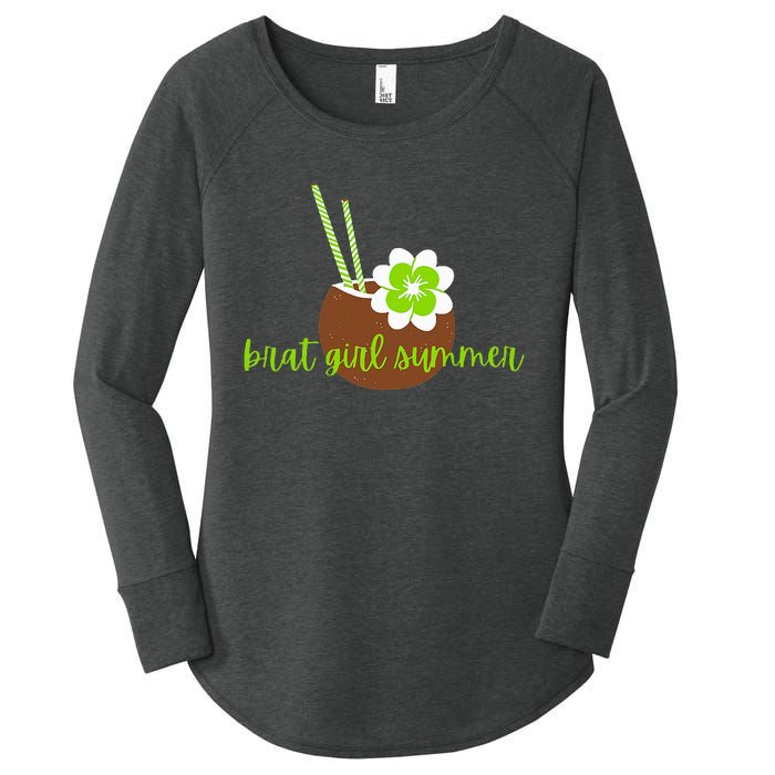 Brat Girl Summer Kamala Is Brat Lime Green Coconut Tree 24 Women's Perfect Tri Tunic Long Sleeve Shirt