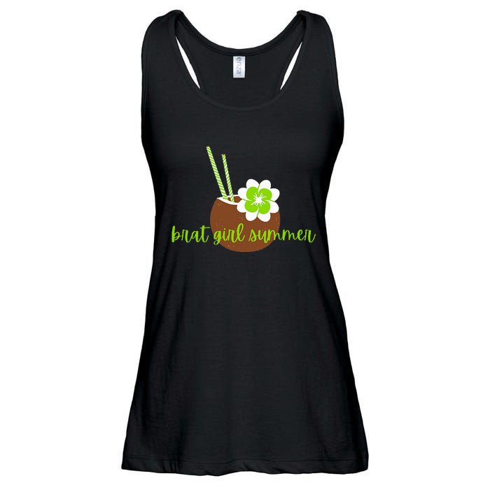 Brat Girl Summer Kamala Is Brat Lime Green Coconut Tree 24 Ladies Essential Flowy Tank