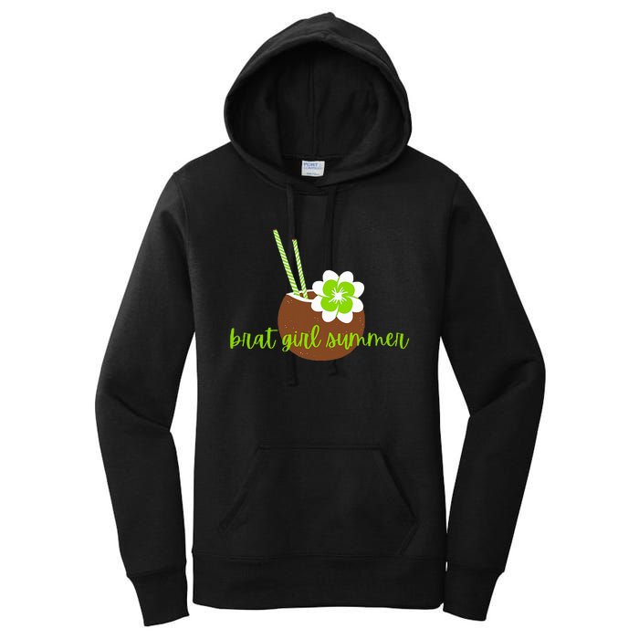 Brat Girl Summer Kamala Is Brat Lime Green Coconut Tree 24 Women's Pullover Hoodie