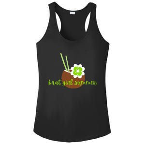 Brat Girl Summer Kamala Is Brat Lime Green Coconut Tree 24 Ladies PosiCharge Competitor Racerback Tank