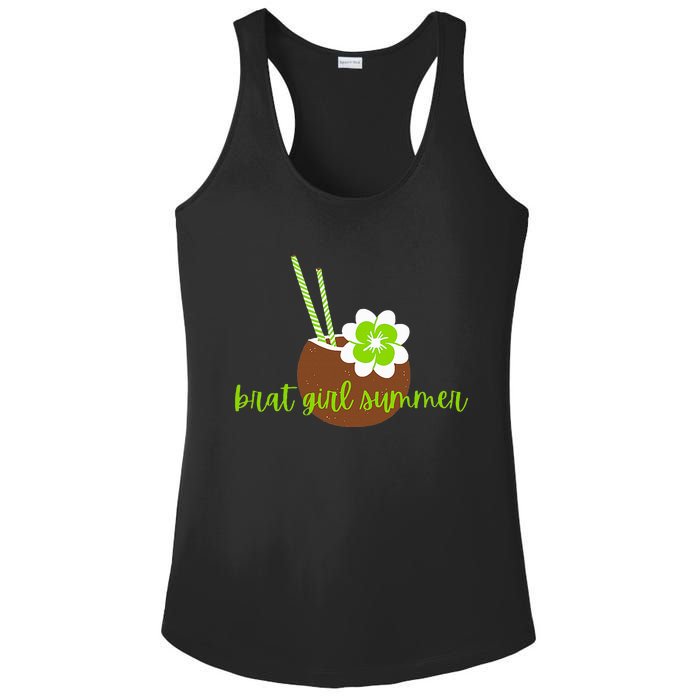 Brat Girl Summer Kamala Is Brat Lime Green Coconut Tree 24 Ladies PosiCharge Competitor Racerback Tank