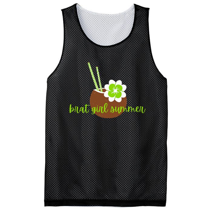 Brat Girl Summer Kamala Is Brat Lime Green Coconut Tree 24 Mesh Reversible Basketball Jersey Tank