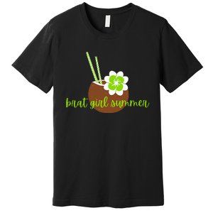 Brat Girl Summer Kamala Is Brat Lime Green Coconut Tree 24 Premium T-Shirt