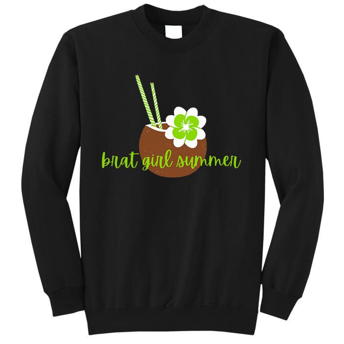 Brat Girl Summer Kamala Is Brat Lime Green Coconut Tree 24 Tall Sweatshirt