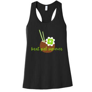 Brat Girl Summer Kamala Is Brat Lime Green Coconut Tree 24 Women's Racerback Tank