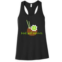 Brat Girl Summer Kamala Is Brat Lime Green Coconut Tree 24 Women's Racerback Tank