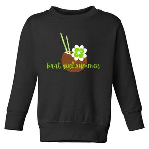 Brat Girl Summer Kamala Is Brat Lime Green Coconut Tree 24 Toddler Sweatshirt