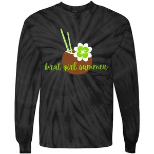 Brat Girl Summer Kamala Is Brat Lime Green Coconut Tree 24 Tie-Dye Long Sleeve Shirt