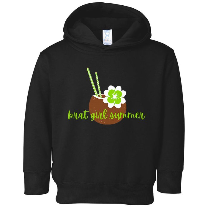 Brat Girl Summer Kamala Is Brat Lime Green Coconut Tree 24 Toddler Hoodie