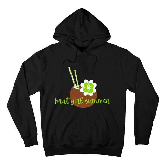 Brat Girl Summer Kamala Is Brat Lime Green Coconut Tree 24 Tall Hoodie