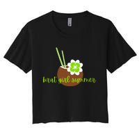 Brat Girl Summer Kamala Is Brat Lime Green Coconut Tree 24 Women's Crop Top Tee