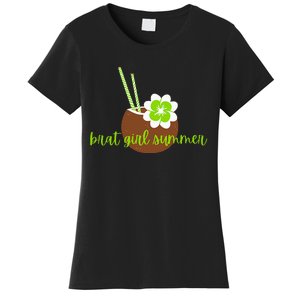 Brat Girl Summer Kamala Is Brat Lime Green Coconut Tree 24 Women's T-Shirt