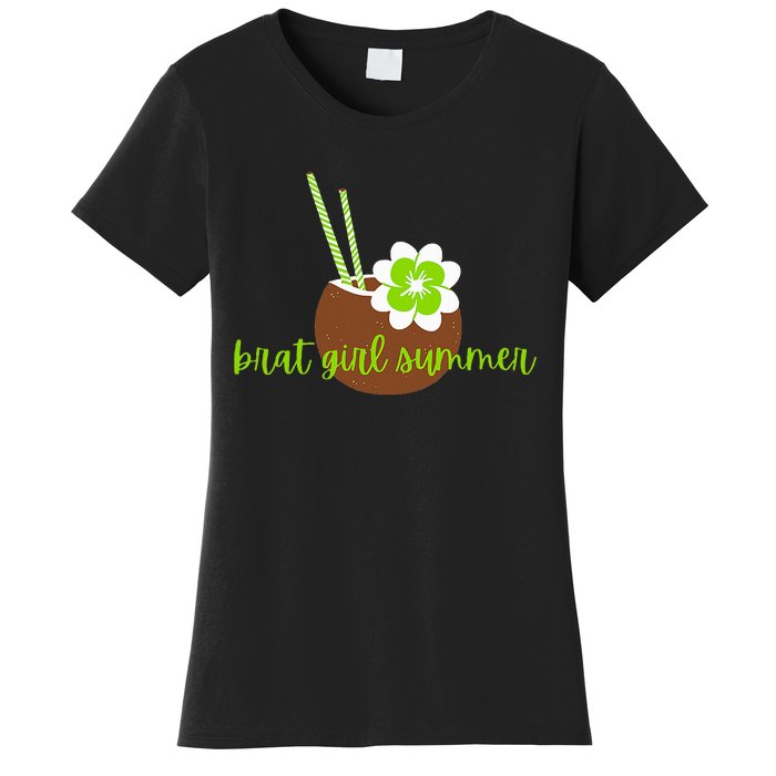 Brat Girl Summer Kamala Is Brat Lime Green Coconut Tree 24 Women's T-Shirt