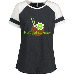 Brat Girl Summer Kamala Is Brat Lime Green Coconut Tree 24 Enza Ladies Jersey Colorblock Tee