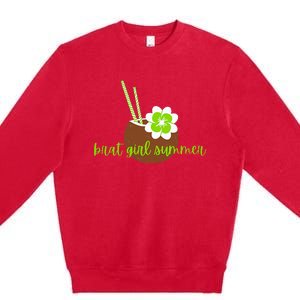 Brat Girl Summer Kamala Is Brat Lime Green Coconut Tree 24 Premium Crewneck Sweatshirt