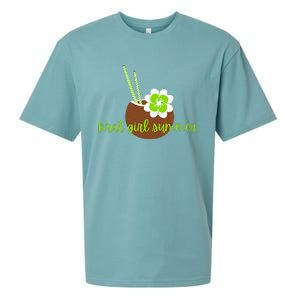 Brat Girl Summer Kamala Is Brat Lime Green Coconut Tree 24 Sueded Cloud Jersey T-Shirt