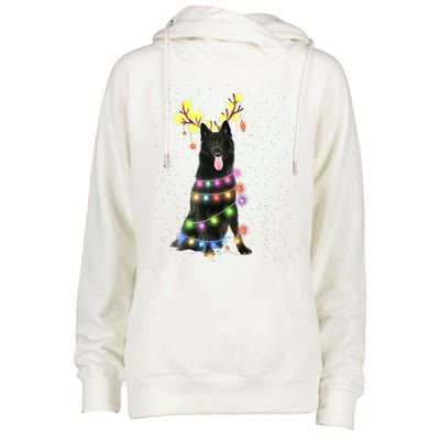 Black German Shepherd Blinker Dog Womens Funnel Neck Pullover Hood