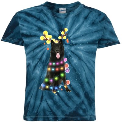 Black German Shepherd Blinker Dog Kids Tie-Dye T-Shirt