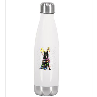 Black German Shepherd Blinker Dog Stainless Steel Insulated Water Bottle