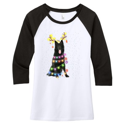 Black German Shepherd Blinker Dog Women's Tri-Blend 3/4-Sleeve Raglan Shirt