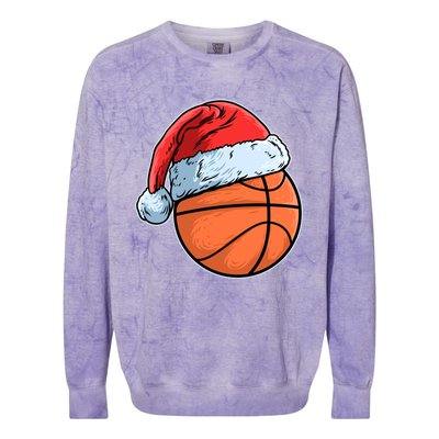 Basket Game Sports Baller Santa Claus Hat Basketball Gift Colorblast Crewneck Sweatshirt