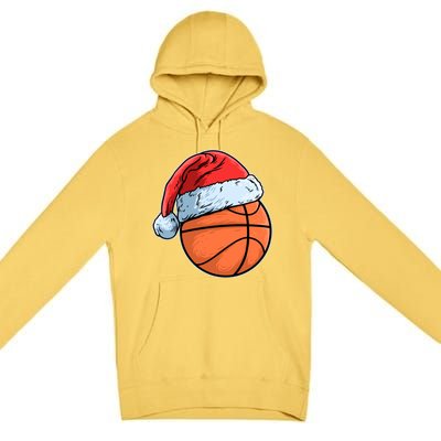 Basket Game Sports Baller Santa Claus Hat Basketball Gift Premium Pullover Hoodie