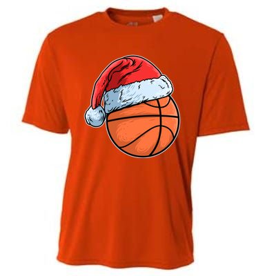 Basket Game Sports Baller Santa Claus Hat Basketball Gift Cooling Performance Crew T-Shirt