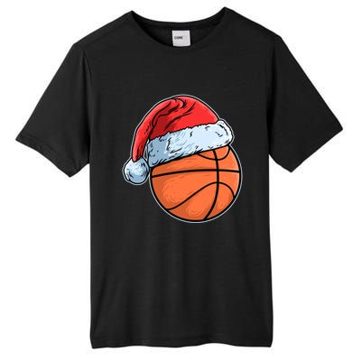 Basket Game Sports Baller Santa Claus Hat Basketball Gift Tall Fusion ChromaSoft Performance T-Shirt