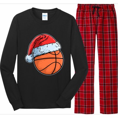 Basket Game Sports Baller Santa Claus Hat Basketball Gift Long Sleeve Pajama Set