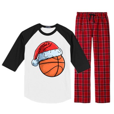 Basket Game Sports Baller Santa Claus Hat Basketball Gift Raglan Sleeve Pajama Set