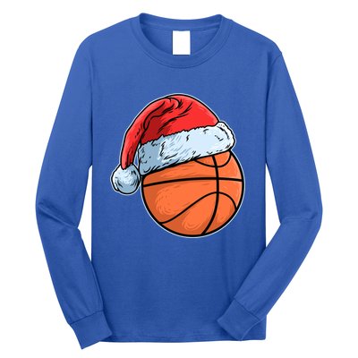 Basket Game Sports Baller Santa Claus Hat Basketball Gift Long Sleeve Shirt