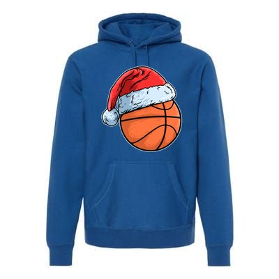 Basket Game Sports Baller Santa Claus Hat Basketball Gift Premium Hoodie