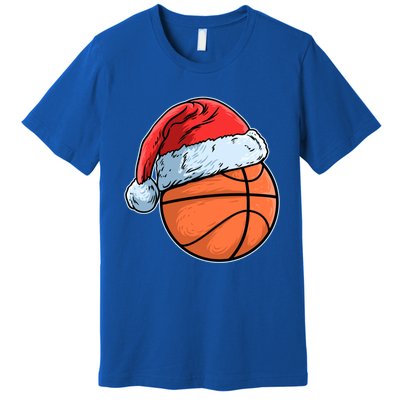 Basket Game Sports Baller Santa Claus Hat Basketball Gift Premium T-Shirt