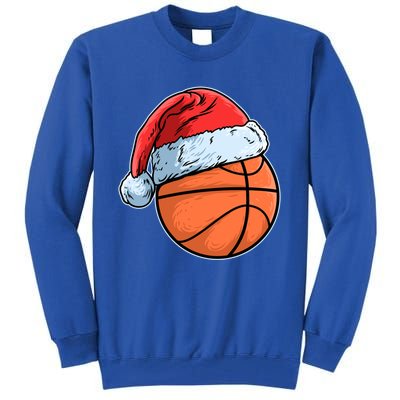 Basket Game Sports Baller Santa Claus Hat Basketball Gift Tall Sweatshirt