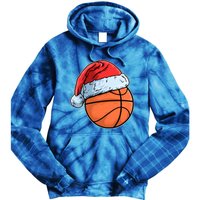 Basket Game Sports Baller Santa Claus Hat Basketball Gift Tie Dye Hoodie