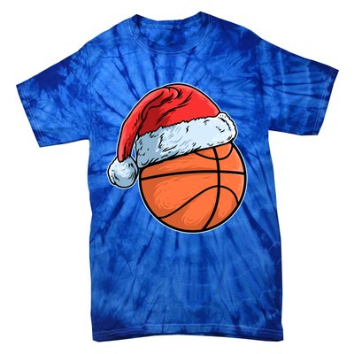 Basket Game Sports Baller Santa Claus Hat Basketball Gift Tie-Dye T-Shirt